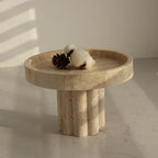 Natural Travertine Tray with Leg, Round 7.1" Vanity Decorative Tray for Countertop Organizer, Catchall Tray for Perfume, Candles, Jewelry Dish by Natust