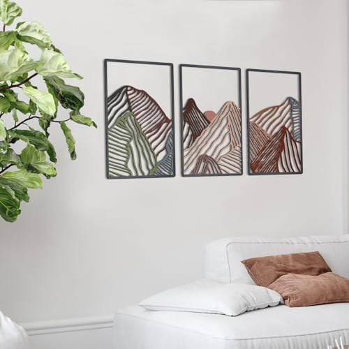 Peryiter 3 Pcs Metal Wall Art Decor for Living Room, Colorful - Image 4