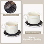 6 Pcs Black Ceramic Modern Coasters with Holder Absorbent Drink Coaster - Image 6