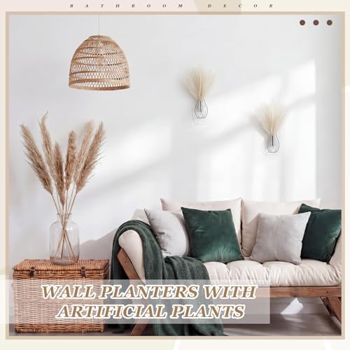 2 Pcs Hanging Plant Wall Decor, 12Inch Tall, Silver, Beige - Image 4