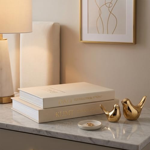 Linen Decorative Book Storage Boxes - Set of 2 Faux Books for Coffee Table Decor, Neutral Fake Book Props for Hiding TV Remotes & Entryway Styling (Khaki & Off-White) - Image 5