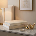 Linen Decorative Book Storage Boxes - Set of 2 Faux Books for Coffee Table Decor, Neutral Fake Book Props for Hiding TV Remotes & Entryway Styling (Khaki & Off-White) - Image 5