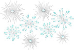 Blulu 8 Pcs Teal Blue Metal Wall Decor Cast Iron Starburst Wall Art Bling Crystal Sculptures Living Room 3D Teardrop Radial Rhinestone Hanging Diamond Accents for Home Office Bedroom Entryway - Image 2