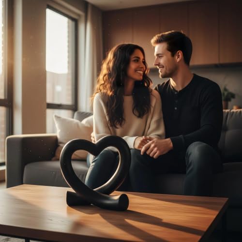 Lescafita Black Heart Decor Sculpture, Love Statue Minimalist Home Decor Accent for Living Room Bedroom Office Desk Shelf Coffee Table, Unique Romantic Gift - Image 6