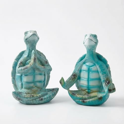 Sea Turtle Decor 2 Pack, 4 Inch Yoga Figurines for Zen Garden Shelf by Unknown