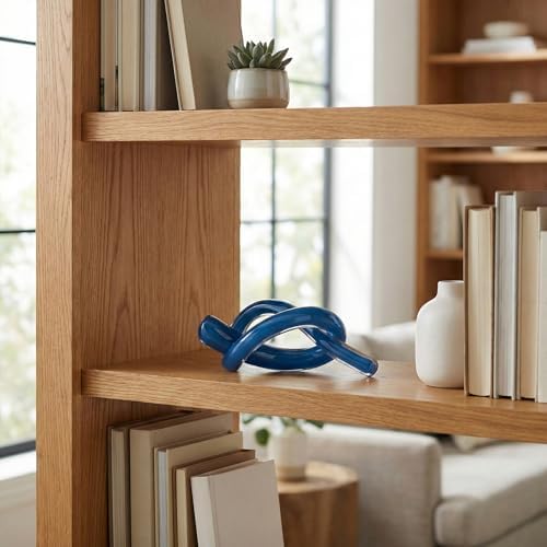 LCCCK Blue Abstract Glass Knot Sculpture, Hand Blown Glass Decor for Coffee Table TV Cabinet, Shelf or Mantel Accent, Modern Knot Art for Coastal Living Room Tabletop Knick Knacks - Image 5