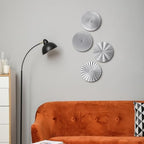 Hicarer 4 Pcs 12 Inch Silver Metal Wall Art Decor Modern Sunburst Decor - Image 6