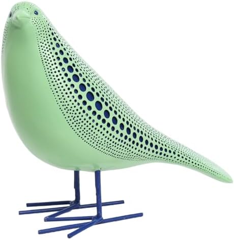 Quoowiit Bird Figurine, Modern Sculpture and Statues for Home Decor, Animal Statues for Bookshelf, Table, Entryway, Fireplace, Resin Decorative Sculpture with Chic Polka Dots Art Design (Green) by Quoowiit