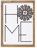 Home Sign Wall Decor, Metal Windmill, Wood Framed Farmhouse Art by flangairy