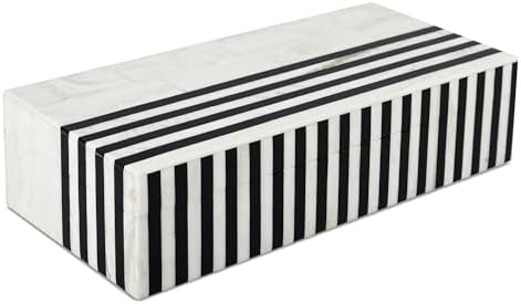 Handicrafts Home Black White Remote Control Box with Lid,10x4.5x2.5 In by HandicraftsHome