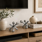 4 Inch Metallic Silver Jacks Decor Set of 2 - Image 6