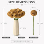 Mandy's 12pcs Artificial Light Brown Ball Chrysanthemum Flowers - Image 3