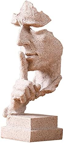 Silence is a Golden Statue Abstract Sculpture,Thinker Statue,Mens Office Home Decor Modern Retro Creative Home Living Room Resin Upper Body Character Decorations 4.7 x 4.3 x 13.7in by Scekackdv