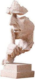 Silence is a Golden Statue Abstract Sculpture,Thinker Statue,Mens Office Home Decor Modern Retro Creative Home Living Room Resin Upper Body Character Decorations 4.7 x 4.3 x 13.7in by Scekackdv