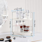 FSyueyun 2-Tier Corner Bathroom Counter Organizer, Vanity Tray, Silver - Image 2