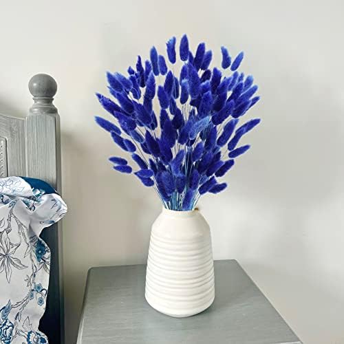 Uieke 17’’ Natural Bunny Tails Dried Flowers, 120 Pcs Dried Lagurus Ovatus, Dried Blue Pampas Grass Decor for Farmhouse Flower Arrangements Wedding Home Party Decorations - Image 6