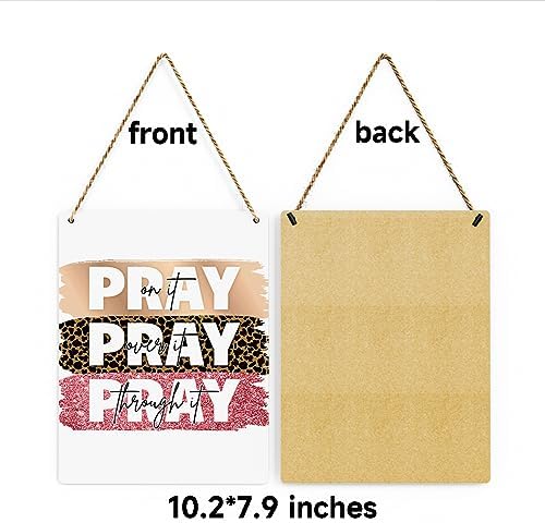 Inspirational Decor Pray On It Bible Verse Wall Art Christian Gifts for Women Scripture Wooden Hanging Sign for Modern Home Office Kids Room Bathroom Bedroom Wall Art Decoration 8 x 10 Inches - Image 7