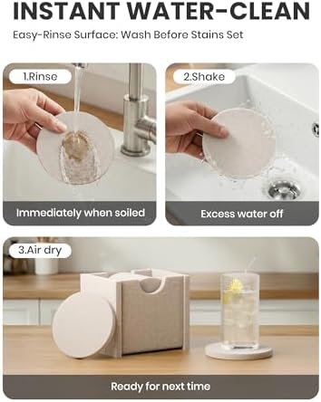 Fluxynara Felt Coasters with Holder, Set of 8 for Drinks, Sagewood - Image 7