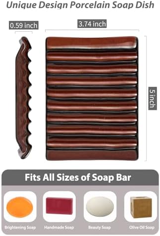 Zoeeker Soap Holder, Ceramic Soap Dish with Self Drain for Bathroom Sink - Image 3