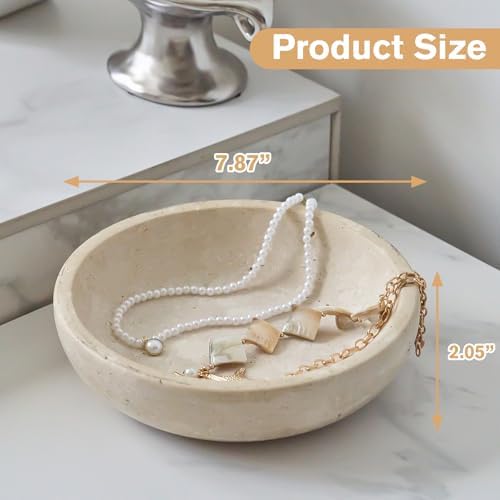 7.8’’ Travertine Marble Bowl & Decorative Bowl, Home Decor Key Bowl - Image 2