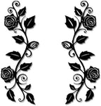 DUOOLN 2 Pcs Metal Rose Tree Leaf Wall Decor, Long Iron Scroll Vine Wall Art Above, Rustic Hanging Sign Flowers Sculpture, For Above Door Living Room Office Indoor And Outdoor Decoration - Black by DUOOLN