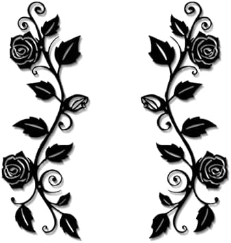 DUOOLN 2 Pcs Metal Rose Tree Leaf Wall Decor, Long Iron Scroll Vine Wall Art Above, Rustic Hanging Sign Flowers Sculpture, For Above Door Living Room Office Indoor And Outdoor Decoration - Black by DUOOLN