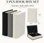 DECOR4SEASON Set of 3 Modern Linen and Wood Decorative Faux Book Boxes, 10" - Image 2
