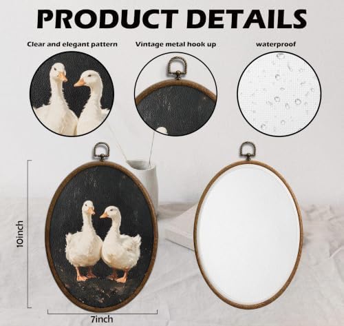 Cottage core Goose Oval Wall Art, Vintage Goose Decor, Waterproof - Image 2