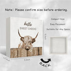 Highland Cow Bathroom Decor - Hello Sweet Cheeks Bathroom Decor, Funny Highland Cow Wood Signs, 5 X 5 Inches - Image 2