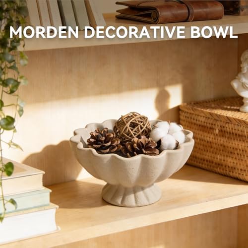 Pedestal Decorative Bowl, 8" Footed Ruffle Fruit Bowl for Home Decor - Image 4