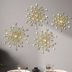Blulu 4 Pcs Gold Wall Decor Starburst Metal Wall Art with 3D Rhinestone by Blulu