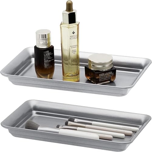 SheeChung Metal Vanity Tray, Bathroom Counter Storage Tray, Gray 2 Pack - Image 7