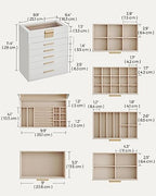 SONGMICS Jewelry Box Organizer, 6-Layer Storage with 5 Drawers, Glass Lid - Image 6