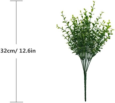 CATTREE Artificial Eucalyptus Plants, Plastic Christmas Decorations Fake Shrubs Bushes Green Leaves Wedding Indoor Outdoor Home Garden Verandah Kitchen Office Table Centerpieces Arrangements 8 pcs - Image 2