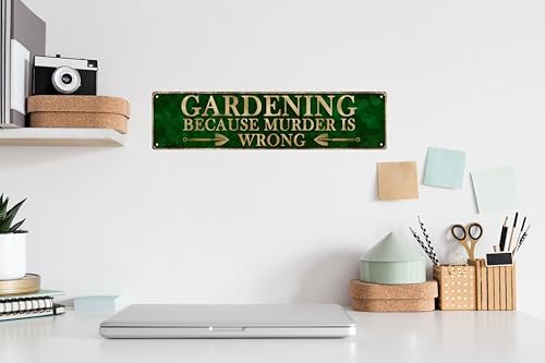 Man Cave Decor Vintage Wall Decor Gardening Because Murder is Wrong Vintage Tin Signs Funny Street Metal Signs for Home Garage Wall Bar Decor 4x16 in - Image 4