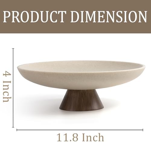 LIN CHUAN Large Decorative Bowl, Resin Pedestal Fruit Bowl, Brown - Image 5