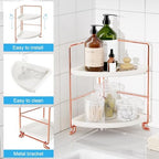 FSyueyun 2-Tier Corner Bathroom Counter Organizer, Vanity Tray, Rose Gold - Image 4