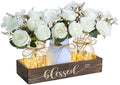 3 Pcs Mason Jar Table Centerpieces for Dining Room with Wood Tray&Led Light by FancyPlus