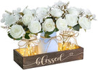 3 Pcs Mason Jar Table Centerpieces for Dining Room with Wood Tray&Led Light by FancyPlus