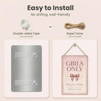 Girls Only Door Sign, Pink Room Decor for Teen Girls, 8 x 12 Inch - Image 3