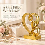 Anniversary Wedding Couples Gift Gold Hearts Resin Statue Decor - Image 5