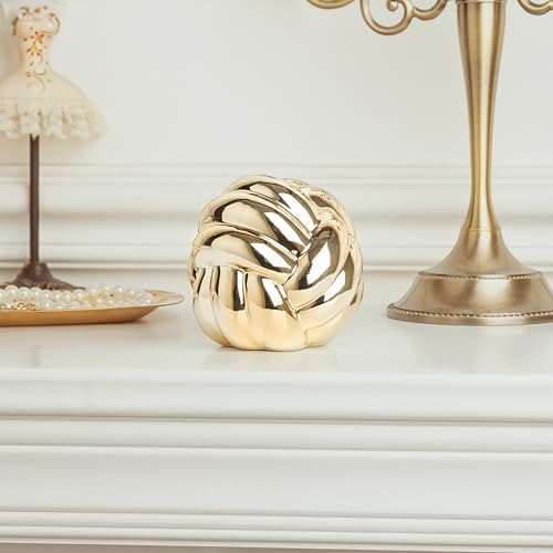 Small Gold Knot Decor, Chain Link Decor, Coffee Table Decor, Book Shelf Decor, Entry Table Decor, Aesthetic Minimalist Decorative Objects for Modern Home Living Room, Desk Decor for Office (Golden) - Image 2