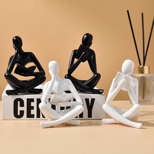 Jinkoozz Reading Women Statue, Thinker Sculptures, Abstract Art Ornament, Modern Aesthetic Figurine Decoration, Suitable for Home Living Room Bedroom Office Shelf Table Desk Bookshelf Decor - Image 2