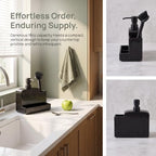 RQYIXI 3-in-1 Ceramic Square Soap Dispenser with Sponge Holder,Black,18 Oz - Image 3