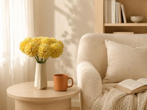 Mandy's 12pcs Artificial Yellow Ball Chrysanthemum Flowers - Image 5