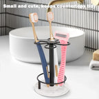 Toothbrush Holder Stand for Bathroom, Metal Toothbrush Organizer with Marble Base, Toothbrush Storage Collection for Family, Suitable for Home Hotel Countertop Vanity (Small, Matte Black) - Image 5