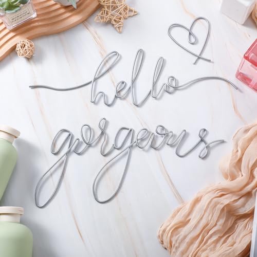 Hicarer Metal Hello Gorgeous Wall Art Minimalist Wall Decor, Silver - Image 5
