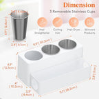 Lifewit Hair Tool Organizer Dryer Holder Countertop with 3 Cups, White - Image 2