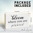 Rustic Wooden Block Sign - Bloom Where You Are Planted - 5"X3" Postive Pine Wood Plaque, Home & Garden Decor, Housewarming Gift For Friends, Desk & Tabletop, Shelf Accessories - A13 - Image 2