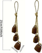 2pc Rustic Charm Bell - Handmade Hemp Rope Wind Chimes Hanging Decoration, Distressed Finish Cow Bell with Jute Hanging Rope, Perfect for Front Door, Outdoor, Window, and Home Decor - Image 3